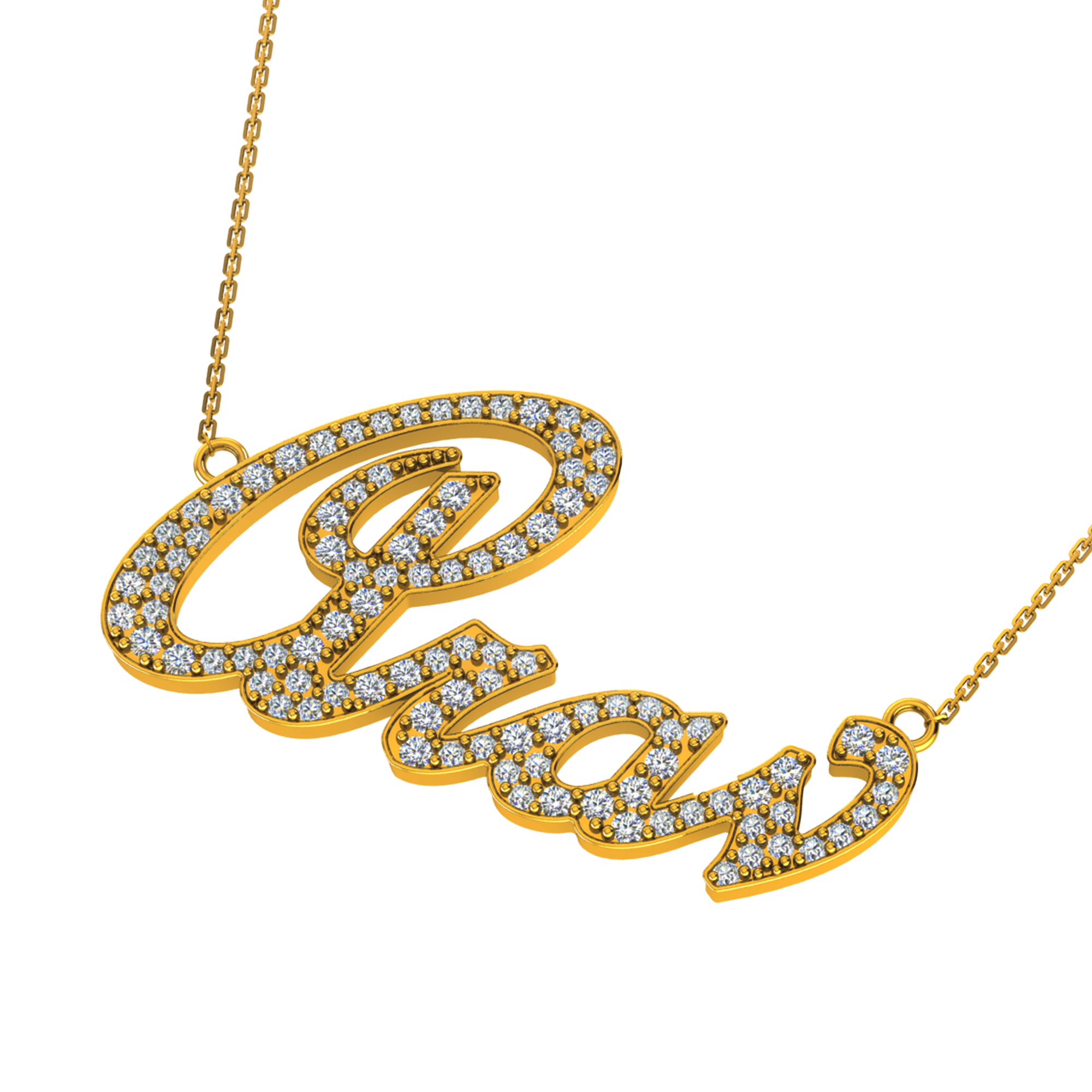 RKC Moissanite /Cubic Zirconia Initial Customize Name Pendant Necklace 14k Yellow Gold Plated