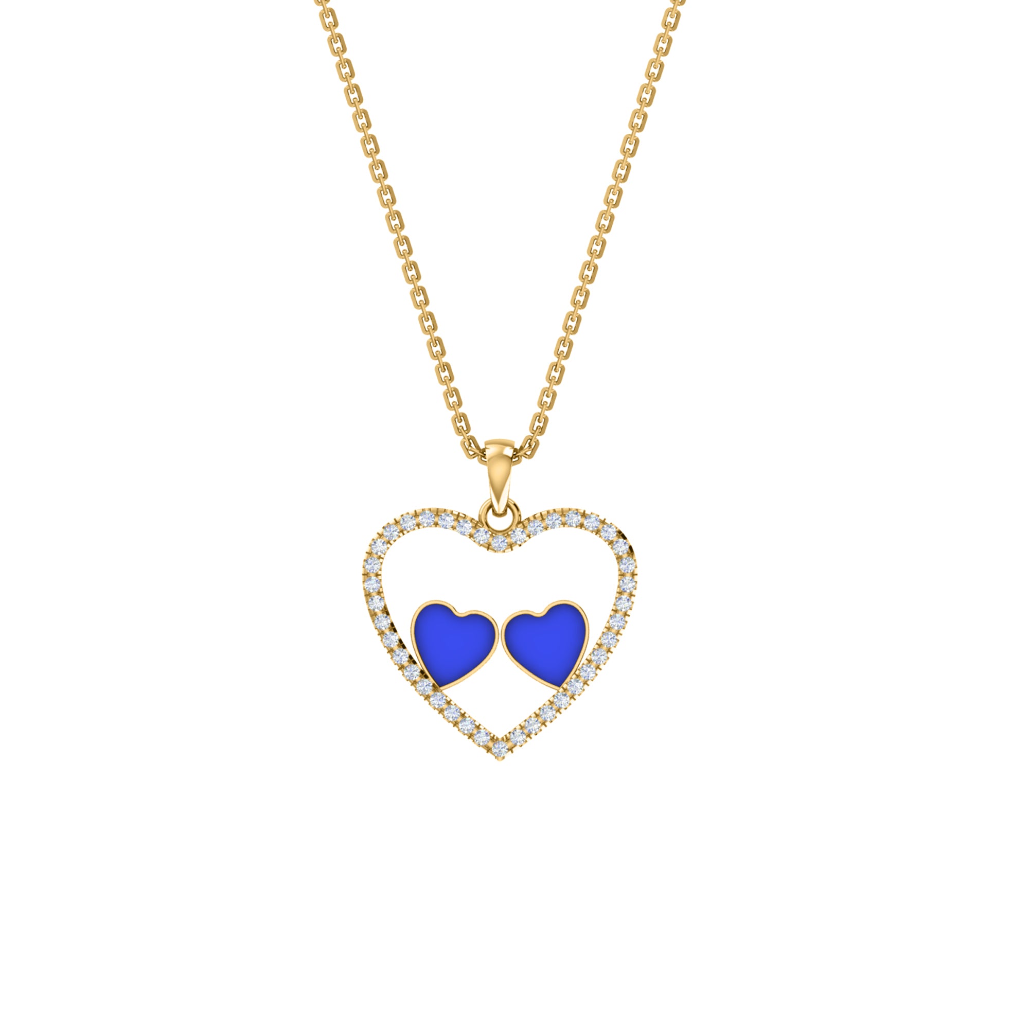 Ciondolo smaltato a cuore in moissanite da 0,36 ct RKC, argento 925, placcato oro rosa 14 carati, peso 3,80 GM, altezza 18,60 mm