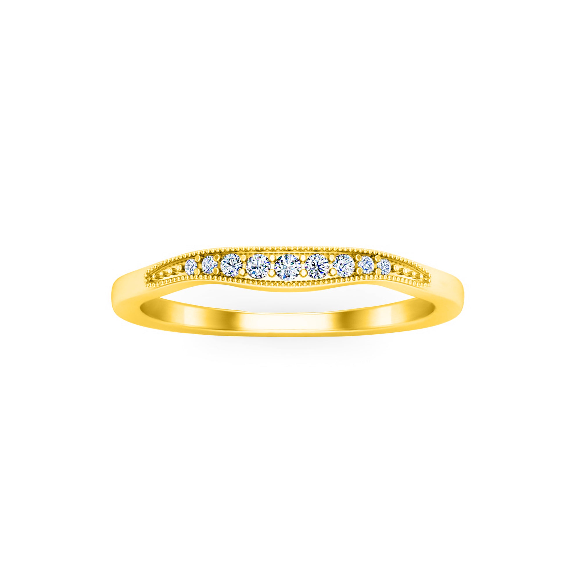 RKC 925 Argento 14K placcato oro giallo Fascia delicata in Moissanite per lei Peso 1,50 g Larghezza 1,4 MM