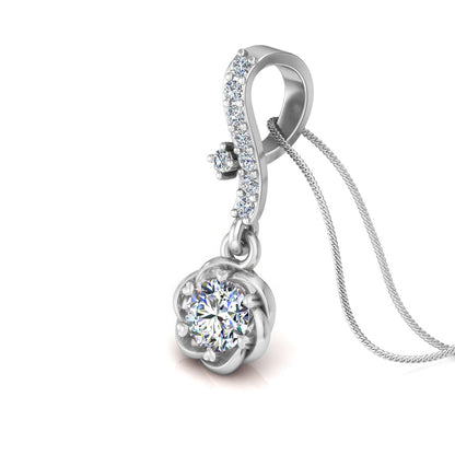 RKC 925 Sterling Silber Blumentropfen 0,35 Karat Moissanit-Anhänger, 14 Karat zweifarbig vergoldet, Gewicht 2,8 g, Höhe 18 mm