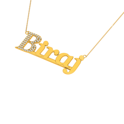 RKC Customize Initial Name Moissanite Pendant Necklace 14k Yellow Gold Plated Weight 4.2 gm