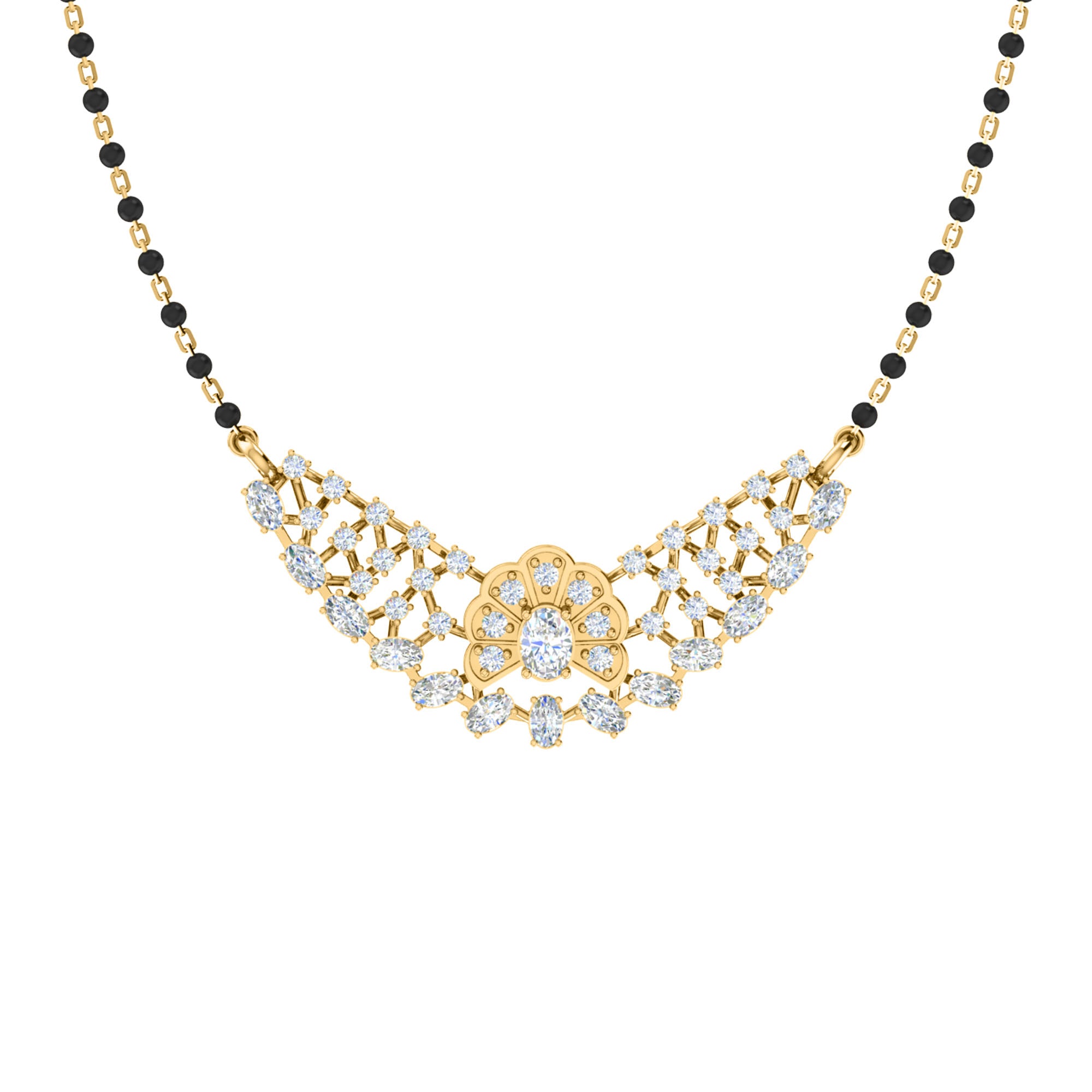 RKC 4.31 Ct Moissanite Women Mangalsutra 925 Silver 14k Rose gold Plated Product Weight 7.50gm Height 24.40mm