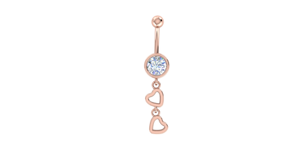 RKC JEWELRY Damen-Bauchnabelschmuck aus 925er Sterlingsilber, 14 Karat Gelbgold vergoldet, Produktgewicht: 1,10 g