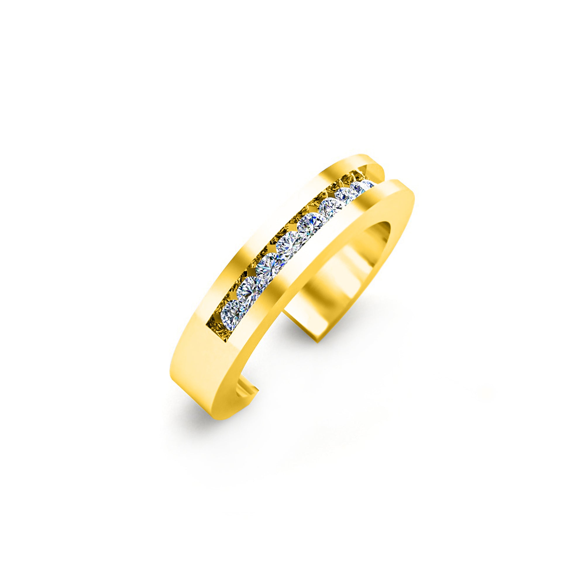 RKC Edler Moissanit-Ehering-Zehenring im Rundschliff für Sie, 925er Sterlingsilber, 14 Karat Gelbgold vergoldet, Gewicht 2 g, Breite 3,30 mm