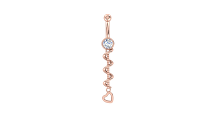 RKC JEWELRY Ombelico da donna in argento sterling 925 placcato in oro giallo 14k Peso 1,50 g Altezza 35,00 mm