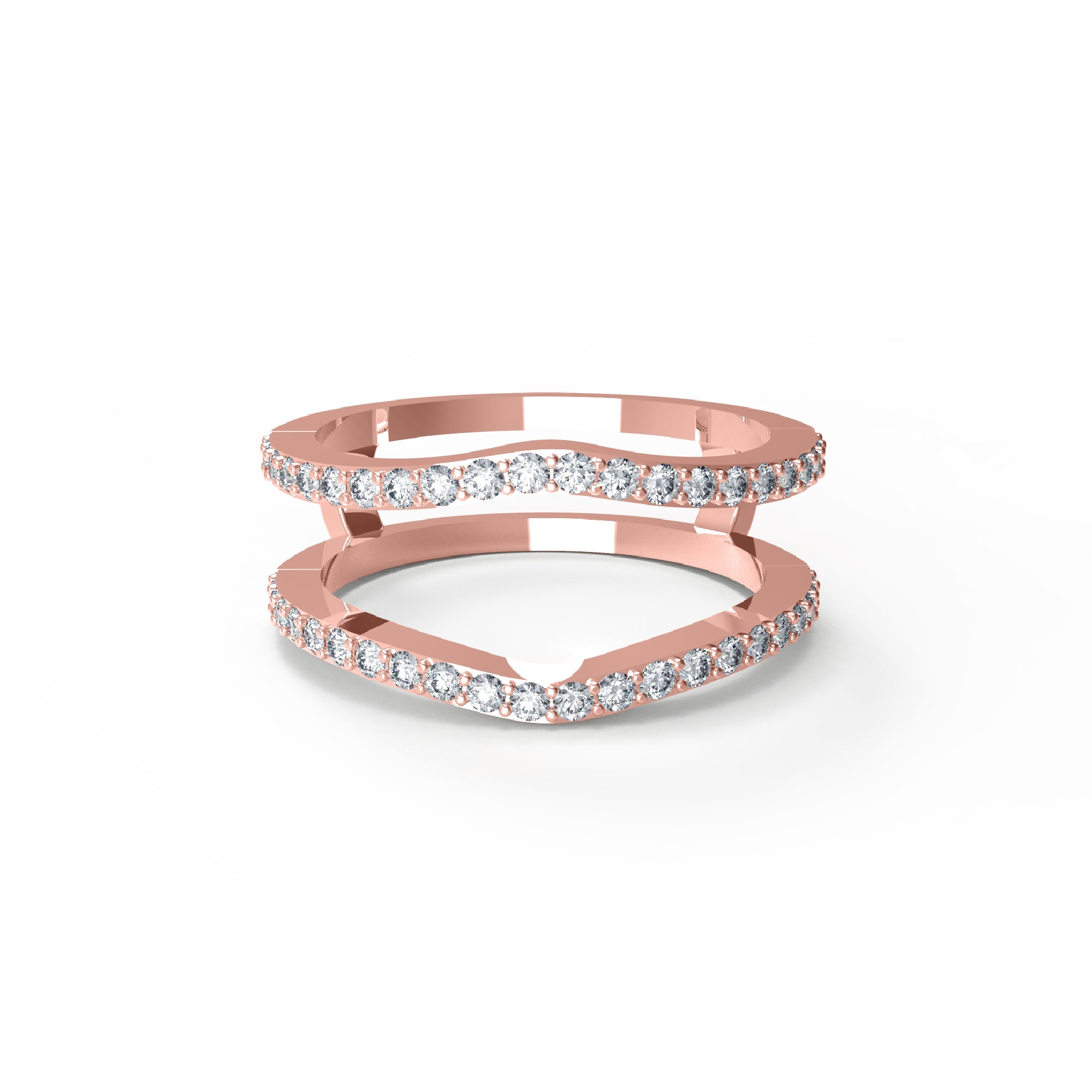 RKC Runder Moissanit-Verstärker-Jacken-Ringschutz, Ehering, 925er-Sterlingsilber, rosévergoldet, Gewicht 3 g, Breite 6,50 mm