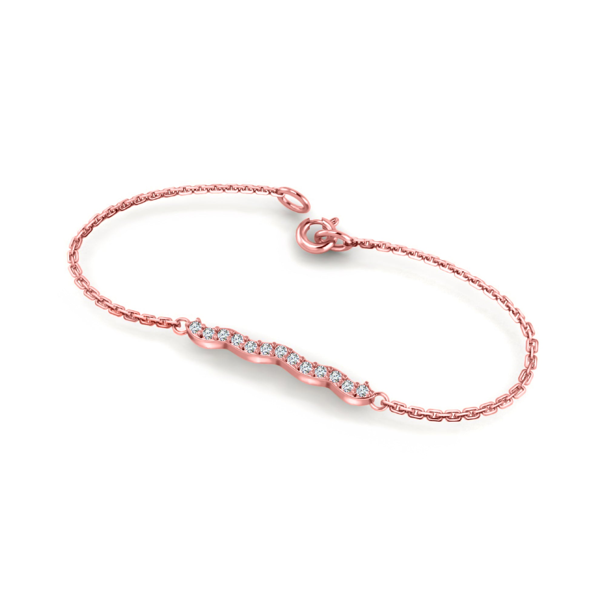 RKC Damen-Charm-Armband aus 925er-Sterlingsilber mit 0,2 Karat Moissanit, 14 Karat Gelbgold vergoldet, Gewicht 3 g