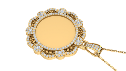 RKC 0.86 Ct Memory Photo Pendant 14k Yellow Gold Plated 925 Silver Pendant For Gift Weight 5.50 gm