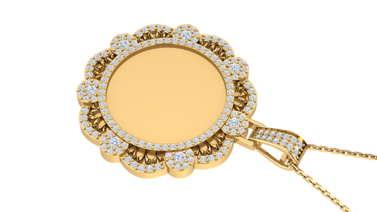 RKC 0.86 Ct Memory Photo Pendant 14k Yellow Gold Plated 925 Silver Pendant For Gift Weight 5.50 gm