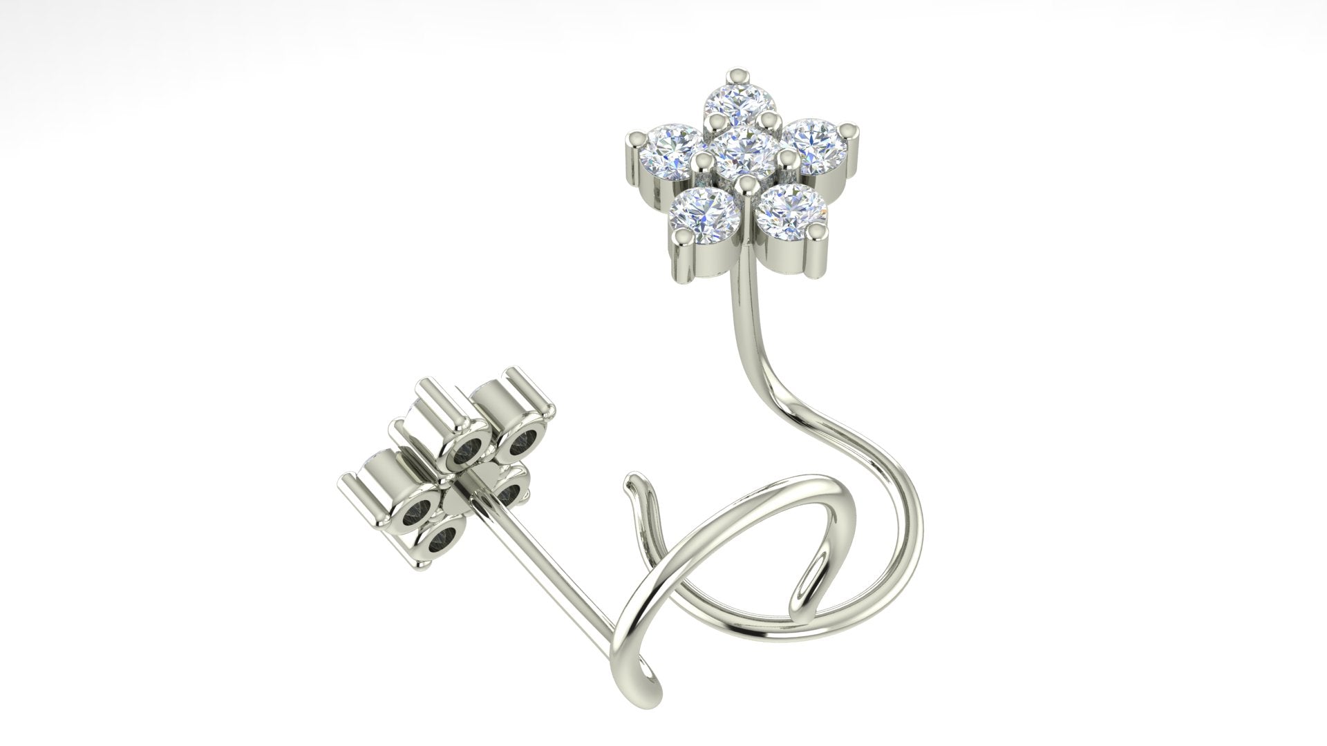 RKC Star Moissanite 925 Sterling Silver Earrings With 14K White Gold Plated Product Wt 1.30 gm