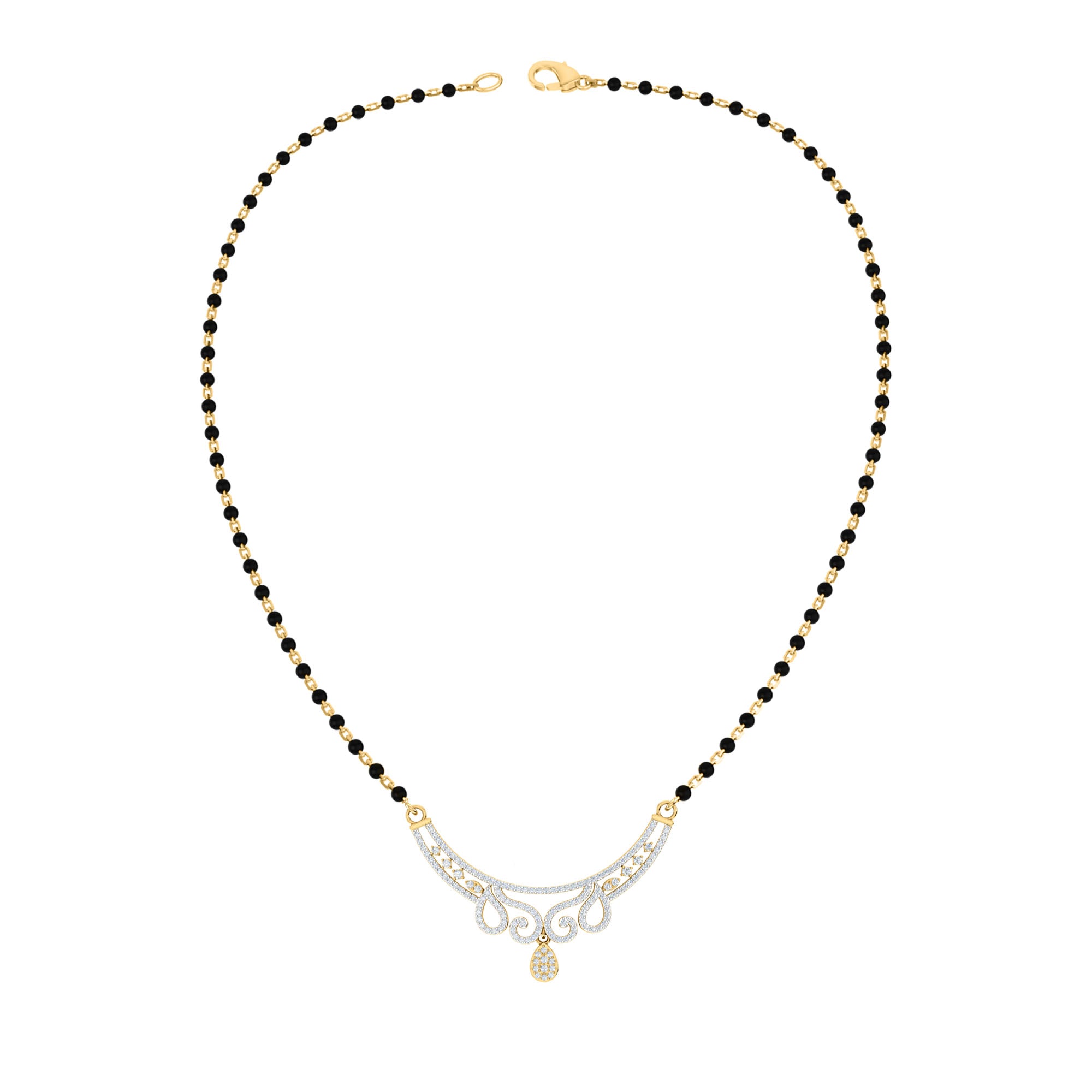 RKC Moissanite da 1,45 ct da donna Mangalsutra in argento 925 placcato in oro giallo 14k Peso del prodotto 8,00 g Altezza 34,25 mm