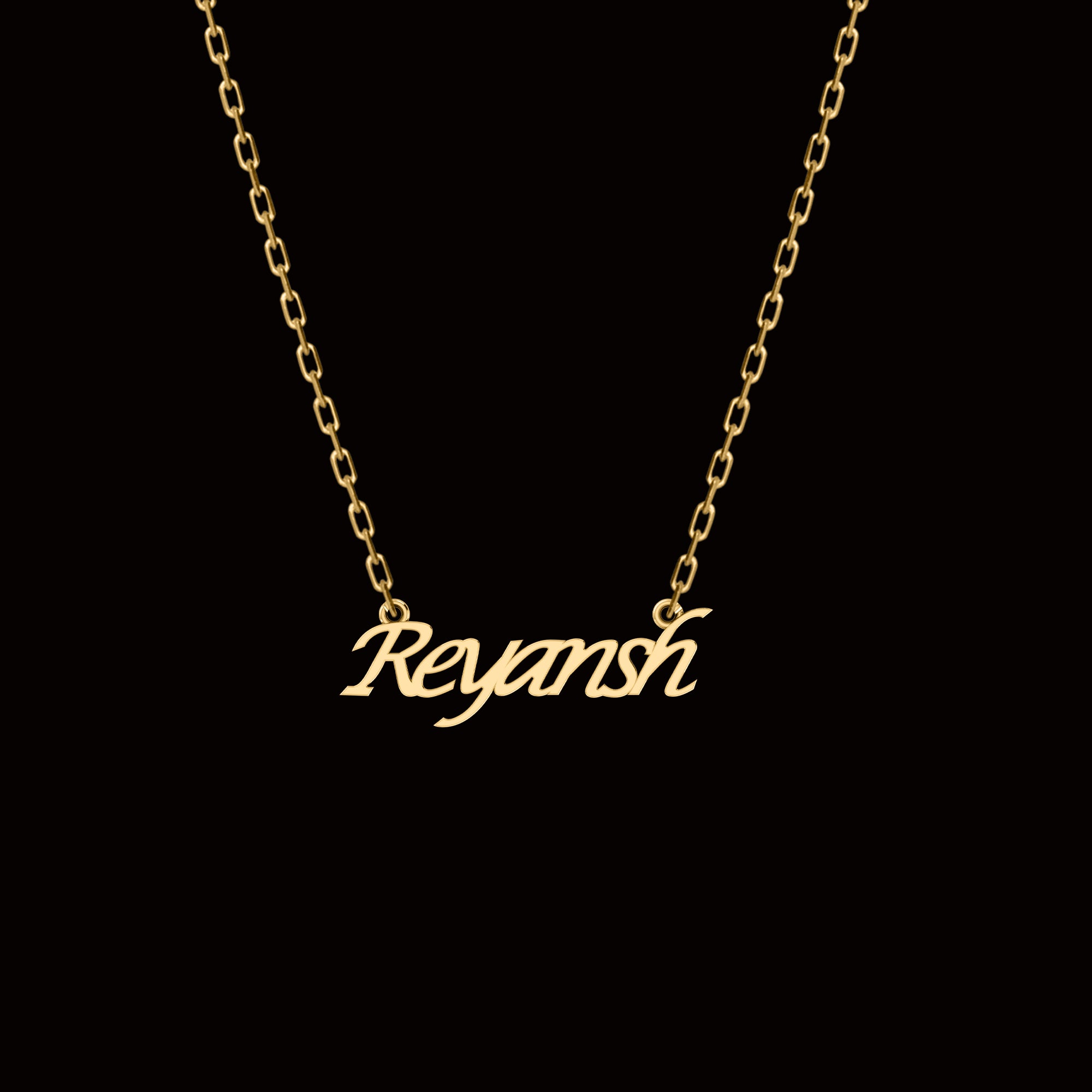 RKC personalisierter Anhänger mit beliebigem Namen, 925er Sterlingsilber, 14 Karat Gelbgold vergoldet, Gewicht 3,80 GM, Höhe 13,60 mm