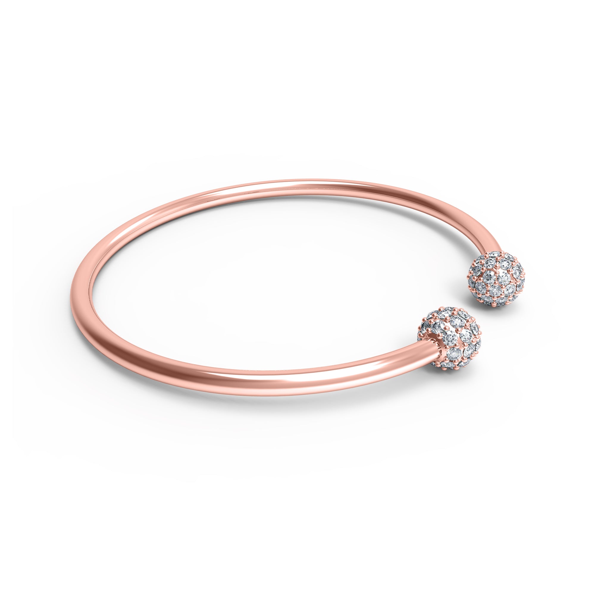 RKC Damen-Armreif aus 925er-Sterlingsilber, 1,08 Karat Moissanit, 14 Karat Roségold vergoldet, Gewicht 9,00 g, Höhe 50,00 mm