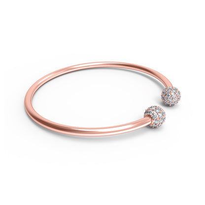 RKC Damen-Armreif aus 925er-Sterlingsilber, 1,08 Karat Moissanit, 14 Karat Roségold vergoldet, Gewicht 9,00 g, Höhe 50,00 mm