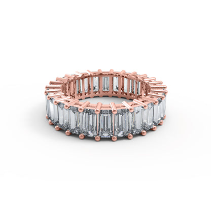RKC Baguette Cut Moissanite Full Eternity Band per fidanzata Argento 925 placcato oro rosa 14 carati Peso 4 g Larghezza 5,80 MM