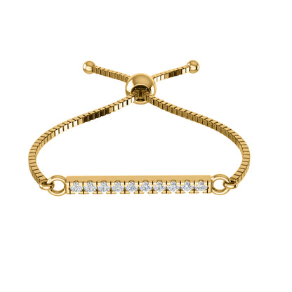 Bracciale regolabile Bolo da donna multiplo in argento sterling RKC 925 con peso di carati 0,2 CT, placcato in oro giallo 14 carati, peso del prodotto 2,80 GM