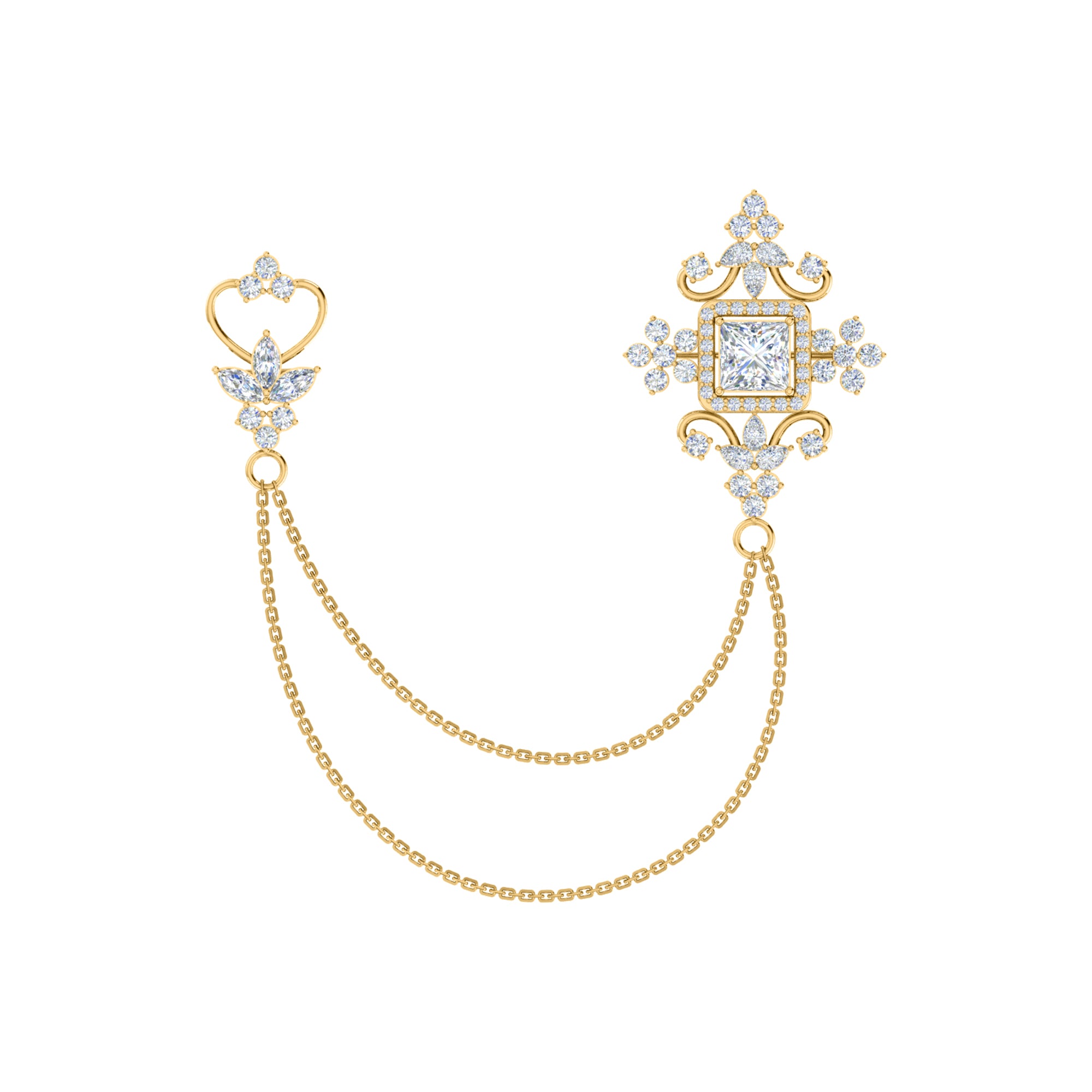 Spilla RKC Moissanite in argento sterling 925, prodotto placcato in oro rosa 14 carati, peso 6,10 GM, altezza 40,50 MM