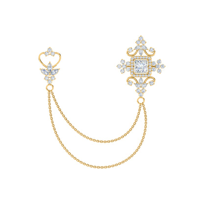 Spilla RKC Moissanite in argento sterling 925, prodotto placcato in oro rosa 14 carati, peso 6,10 GM, altezza 40,50 MM