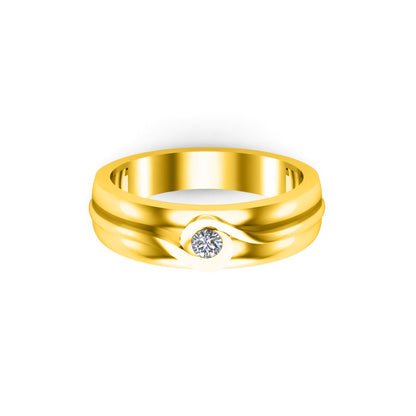RKC 0,08 Karat Moissanit-Verlobungsring, 925er Silber, 14 Karat Roségold vergoldet, für Herren, Gewicht 3 g, Breite 4,50 mm