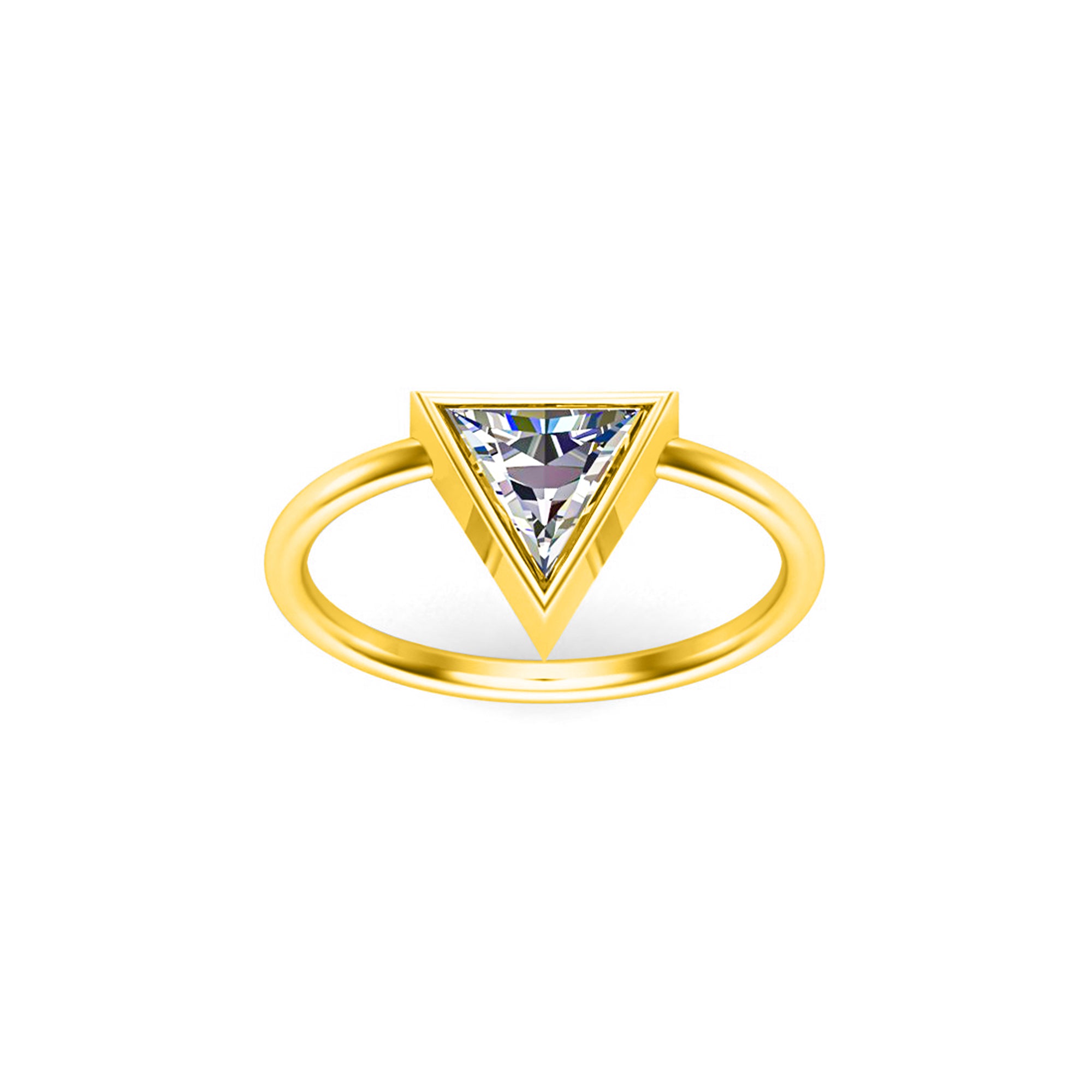Fede nuziale da donna con taglio Trillion RKC Anello solitario in argento 925 placcato in oro bianco 14 carati Peso 2,20 g Larghezza 1,80 mm