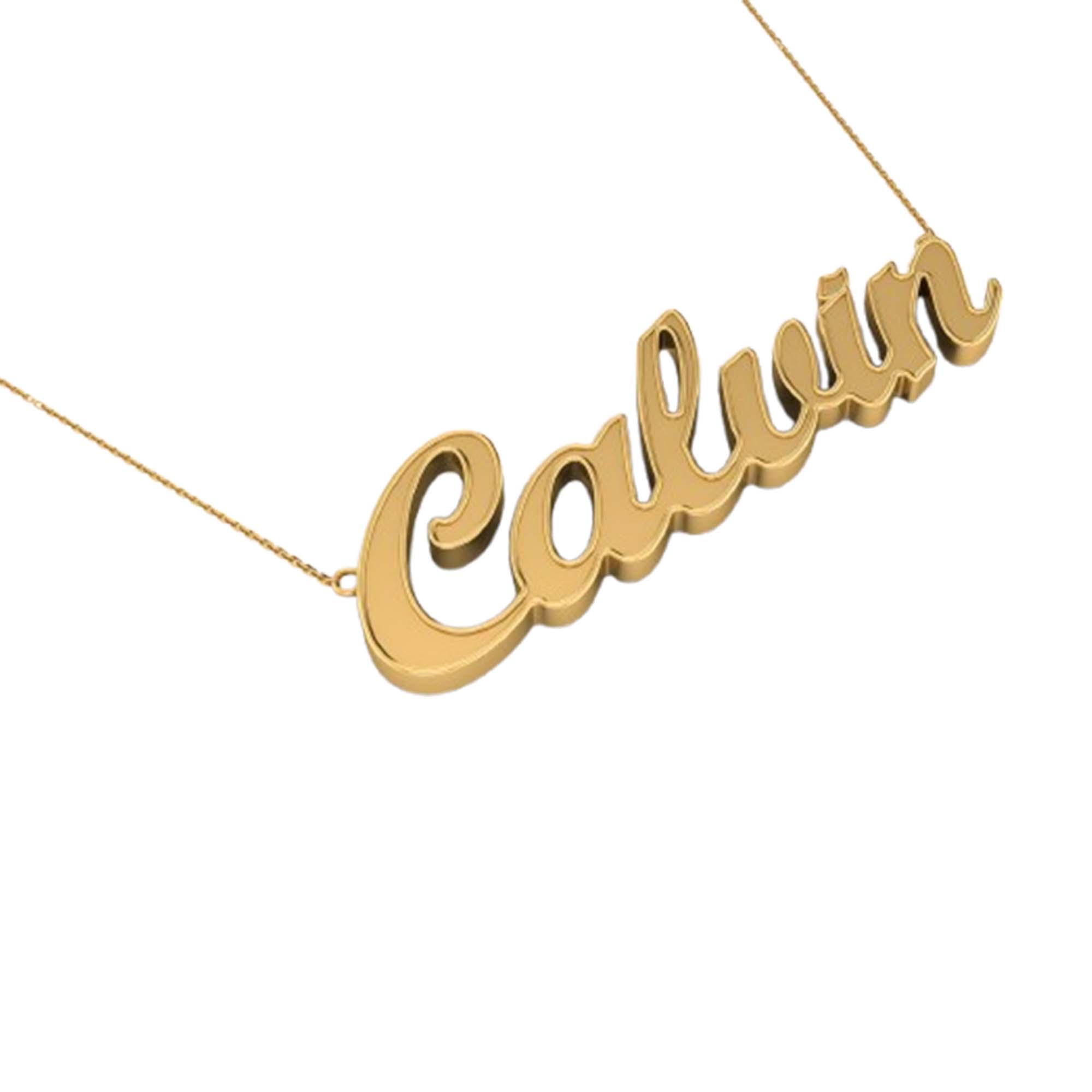 RKC 14k Yellow Gold Plated Name Plate Locket Pendant Necklace 925 Silver Weight 4 gm