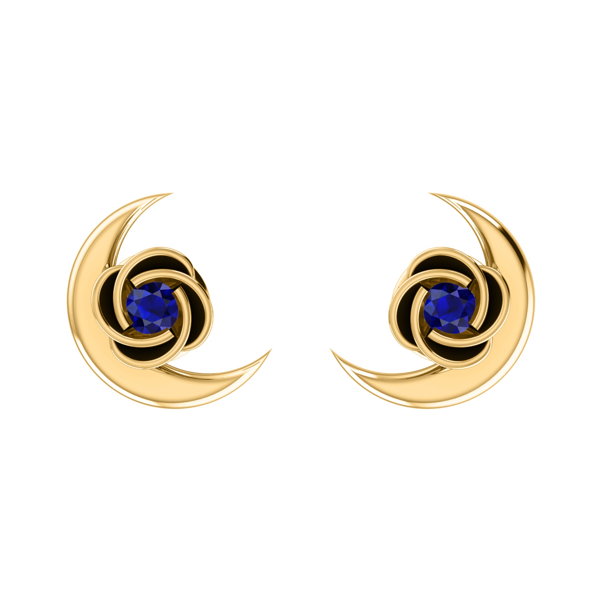 Orecchino da donna RKC in argento sterling 925 con mezza luna respinta in oro bianco 14k oltre 1,60 peso, altezza 9,30 mm