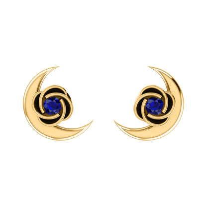 Orecchino da donna RKC in argento sterling 925 con mezza luna respinta in oro bianco 14k oltre 1,60 peso, altezza 9,30 mm