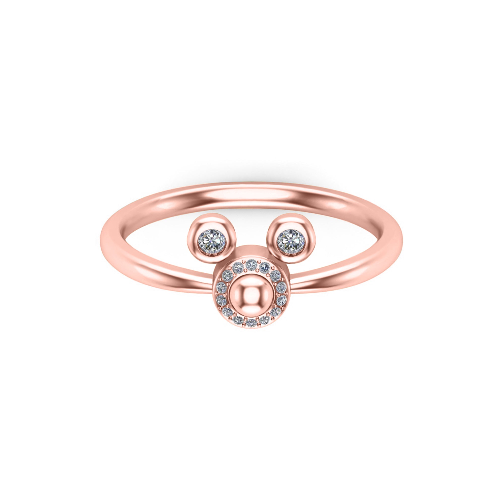 RKC Moissanit Tiny Cute Ring 925 Silber Damenring 14K Gelbgold plattiert, Gewicht 2,30 g, Breite 1,70 mm