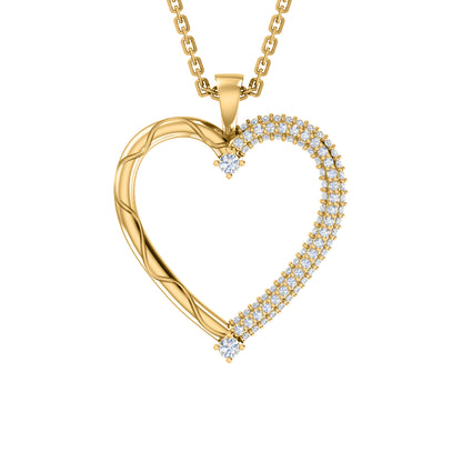 RKC Ciondolo stile cuore in moissanite da 0,46 ct, gioielli in argento 925, placcato in oro giallo 14 carati, peso 4,10 g, altezza 28 mm