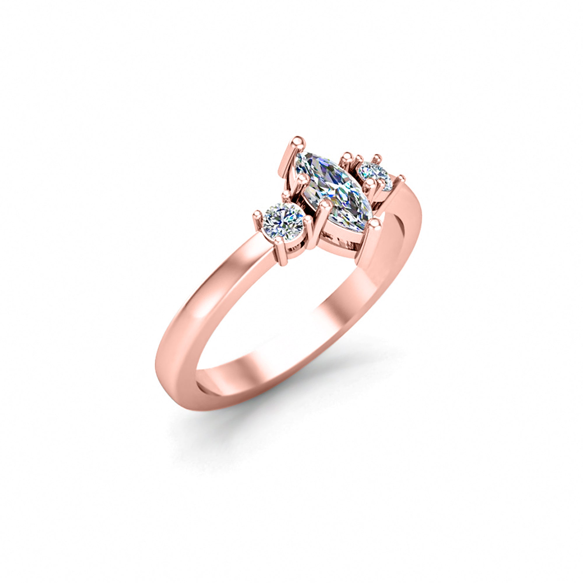 RKC Marquise-Moissanit-Statement-Ring, 925er Silber, 14 Karat Gelbgold vergoldet, Ring für Damen, Gewicht 2,40 g, Breite 2,50 mm