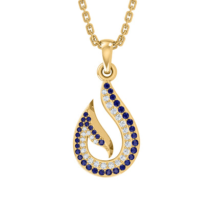 RKC 0,26 Karat Saphir-Tropfen-Anhänger, 925er Silberschmuck, 14 Karat Roségold vergoldet, Gewicht 3,60 g, Höhe 16,00 mm