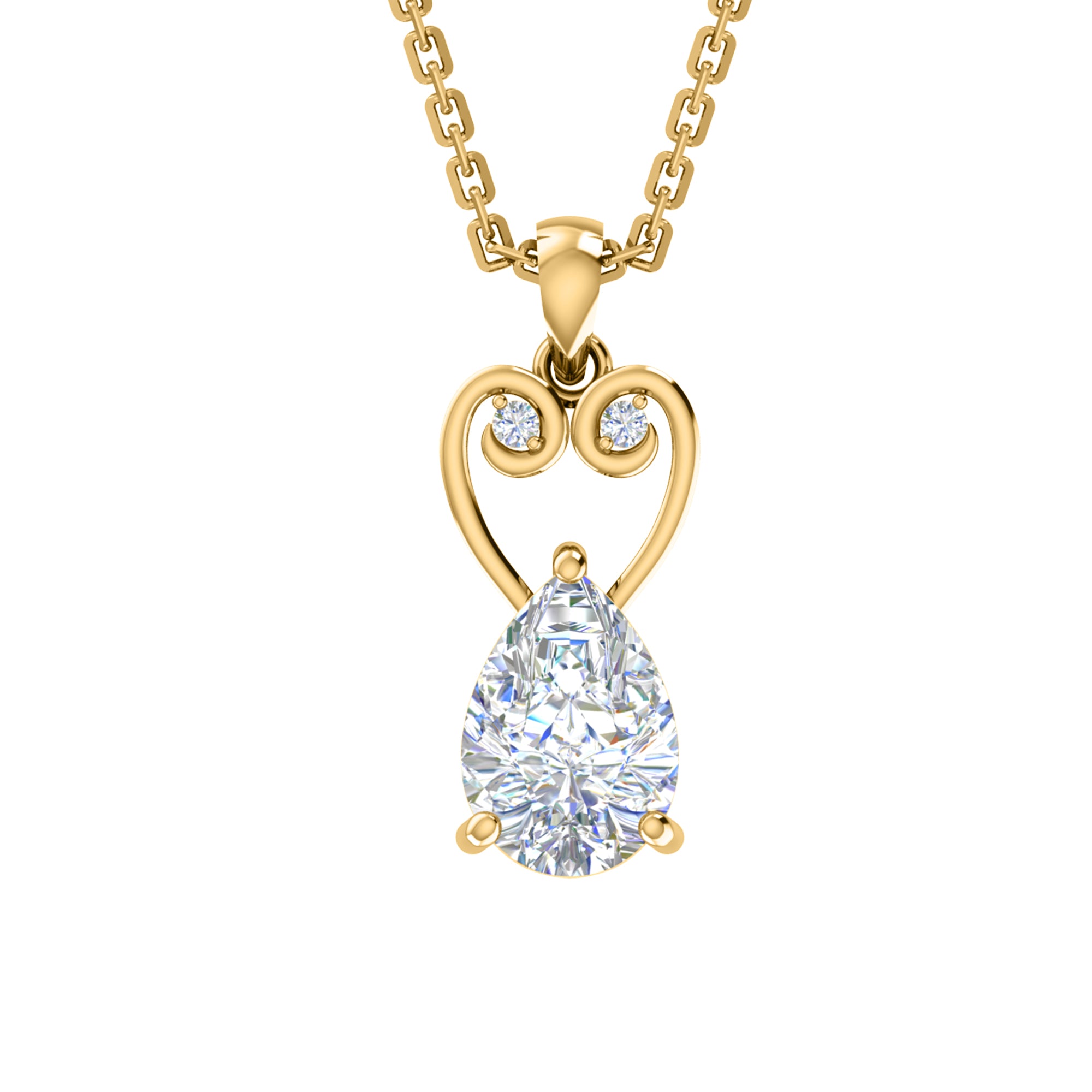 Ciondolo in moissanite a goccia da 2,23 ct RKC, gioielli in argento 925, placcato in oro giallo 14 carati, altezza 3,60 g