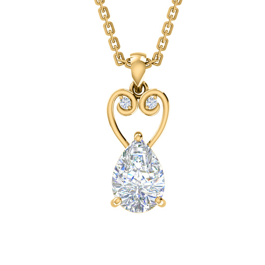 RKC 2.23Ct Teardrop Moissanite Pendant 925 Silver Jewelry 14K Yellow Gold Plated Wt 3.60gm Height