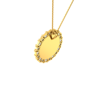 RKC 0.9 Ct Round And Princess Cut Diamond Photo Pendant Necklace 14k Yellow Gold Plated For Memory Weight - 5.50 gm