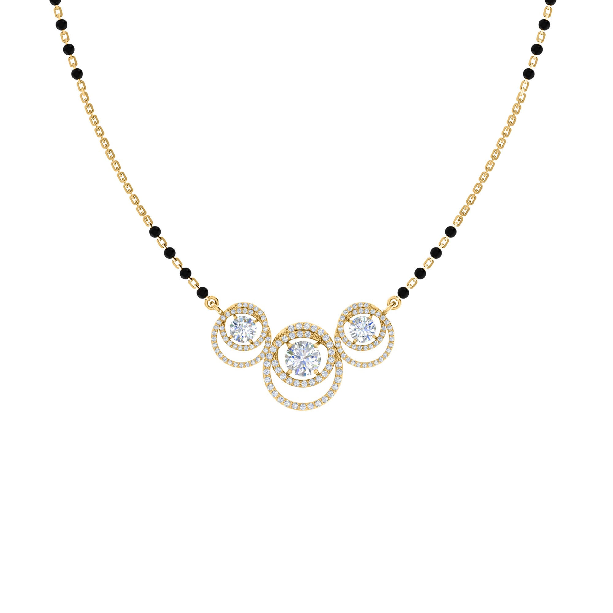 RKC 2,4 CT Moissanit Damen Mangalsutra 925 Silber 14k Gelbgold plattiert Produktgewicht 4,60 GM Höhe 18,00 MM
