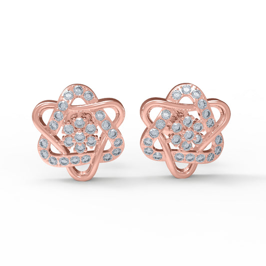RKC 925 فضة استرليني مسمار خلفي حلق نسائي 14k روز فوق وزن المنتج 5.20 جرام ارتفاع 16.50 ملم