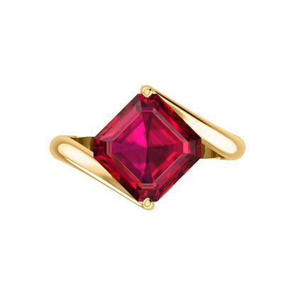 RKC Zircon Squared Beautiful Classic Solitaire Engagement Ring 14k Gold Over Birthday Gift
