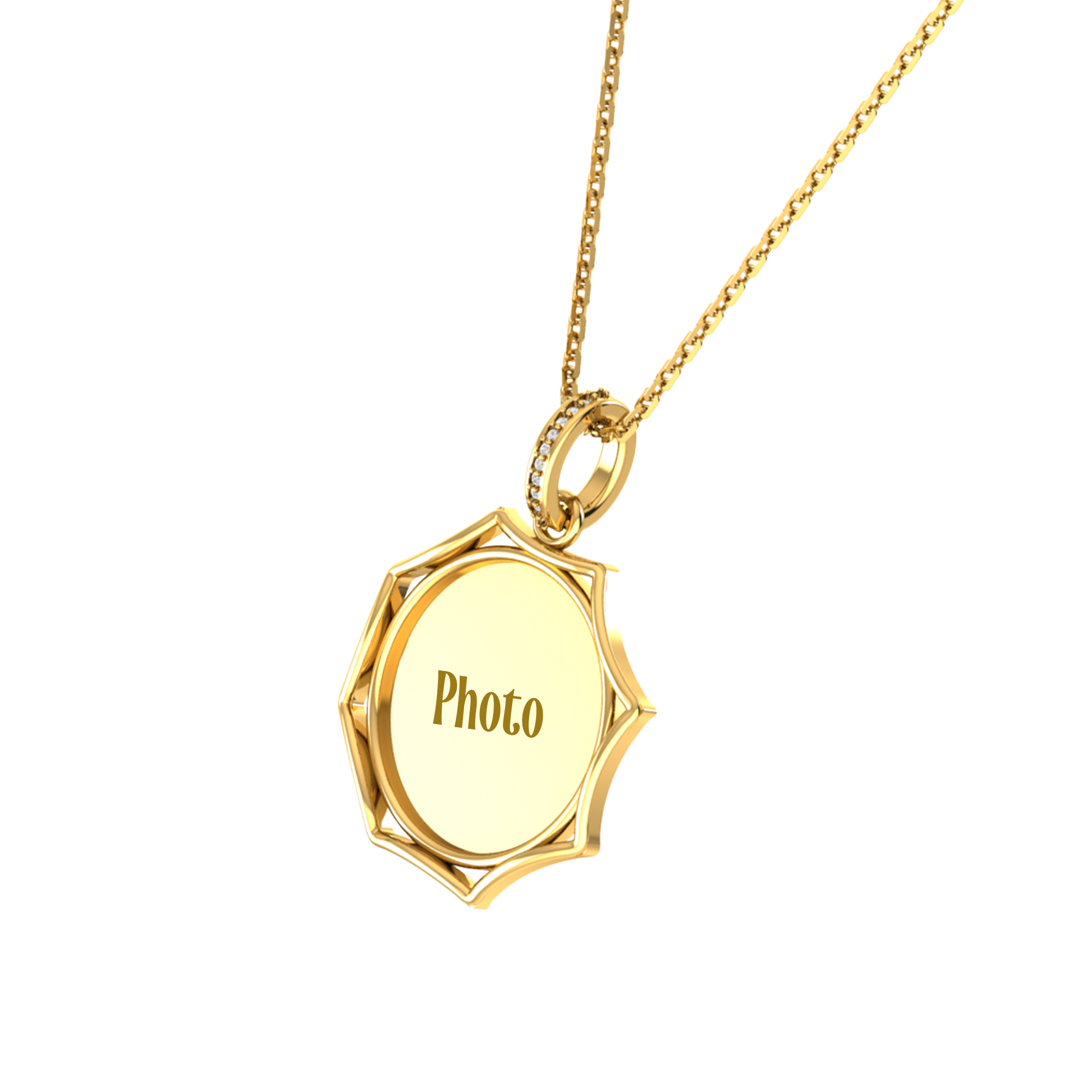 RKC 14k Yellow Gold Plated Round Cut Moissanite Photo Pendant Necklace With Chain 18 Inch
