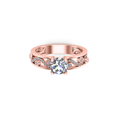 Fede nuziale solitario RKC Moissanite Miligrain Anello in argento 925 placcato oro Peso 3 g Larghezza 3,50 mm