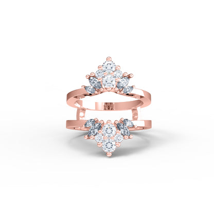 RKC Runder Moissanit Marquise Enhancer Ehering, Jackenring, 925er Sterlingsilber, 14 Karat Gelbgold vergoldet, Gewicht 5 g
