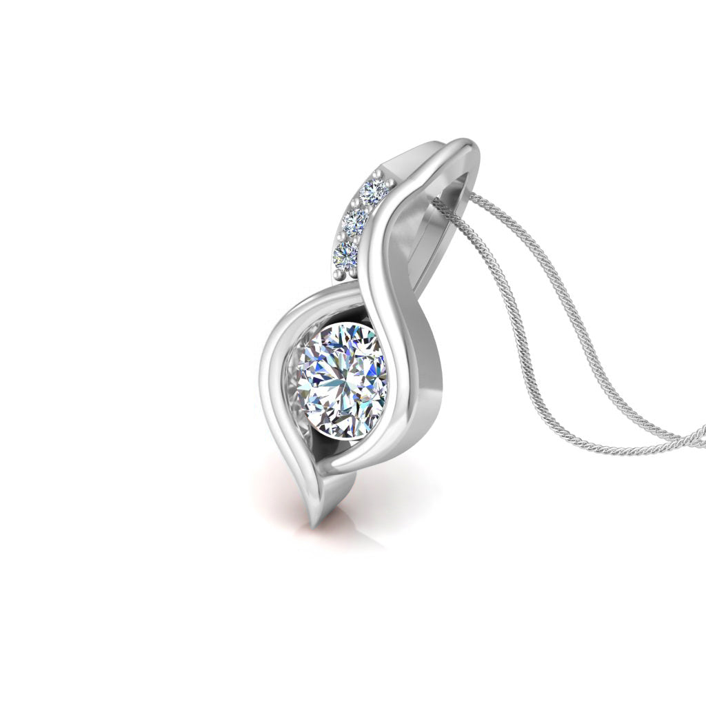 RKC 925 Sterling Silber runder Moissanit-Anhänger mit 0,92 CT, 14 Karat Roségold vergoldet, Gewicht 3,00 g, Höhe 15 mm
