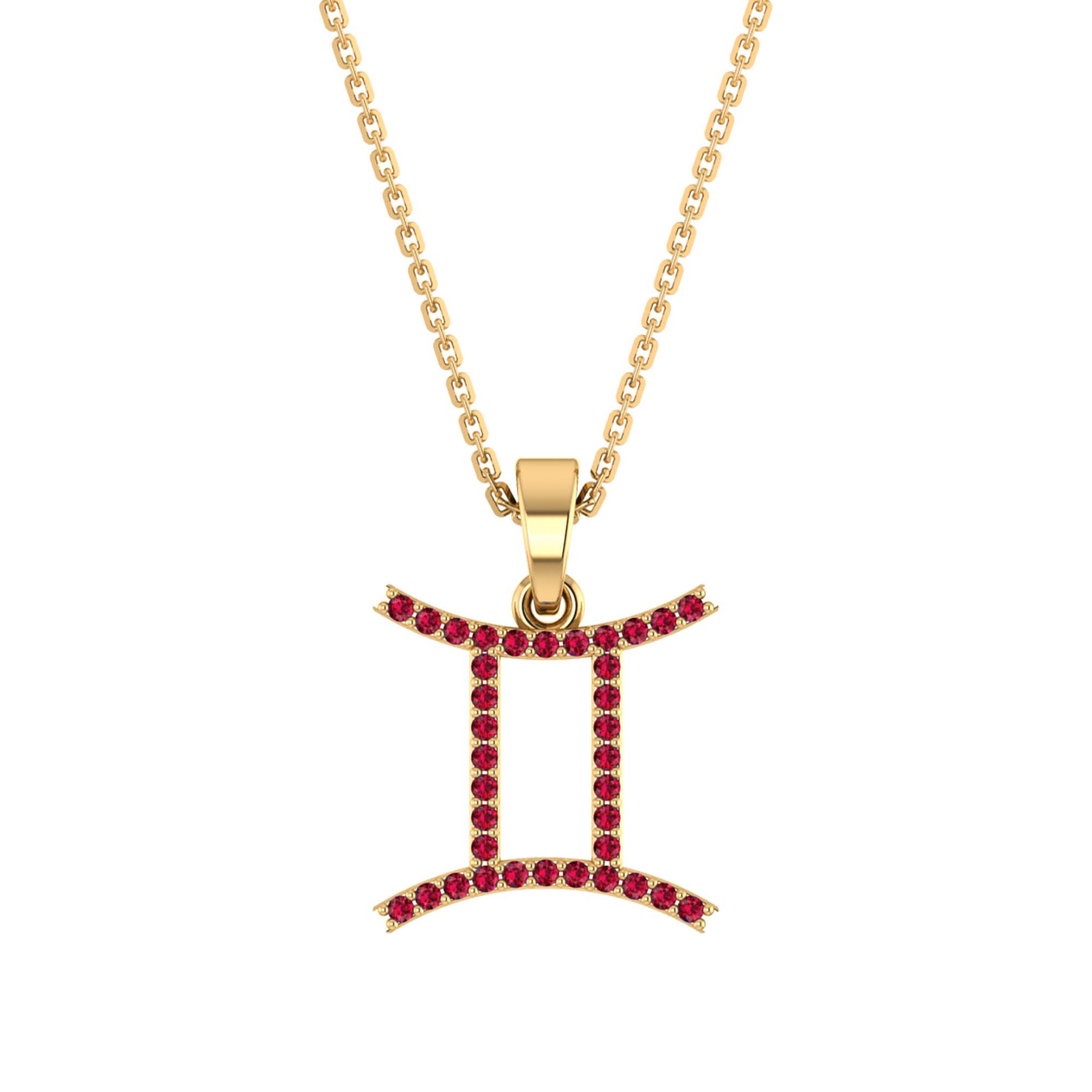 RKC Yellow Gold Plated Gemini Horoscope Cubic Zirconia Pendant Necklace