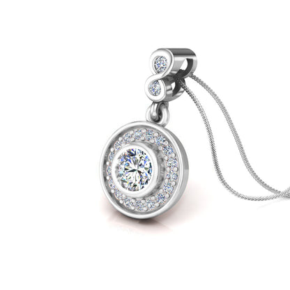 RKC Silver Halo 0,55 CT Moissanit runder Damen-Anhänger, 925er Silber, Gewicht 2,8 g, Höhe 15 mm