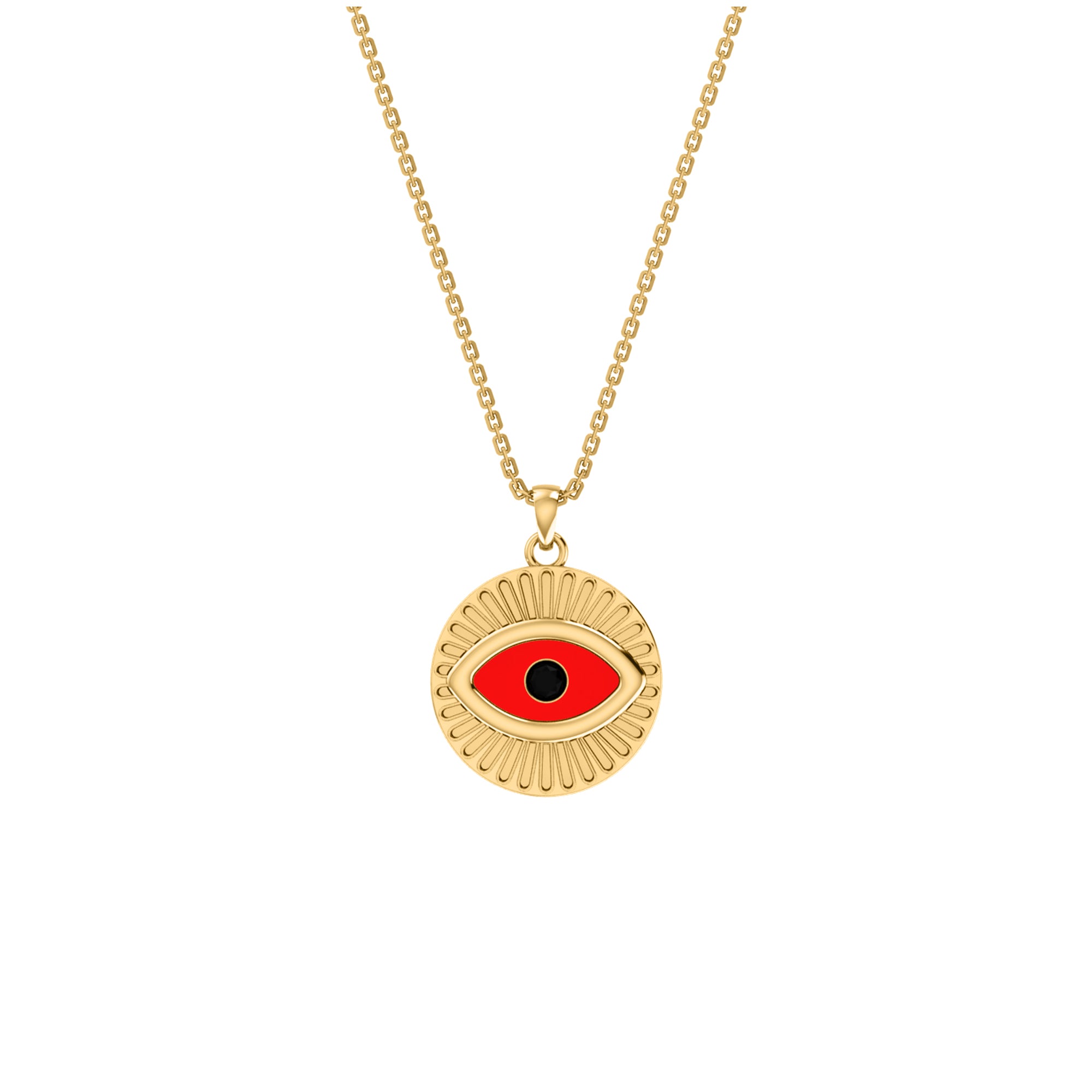 RKC 0,17 CT Emaille Evil Eye Anhänger 925 Silber 14K Gelbgold plattiert, Gewicht 5,80 GM, Höhe 20,00 MM