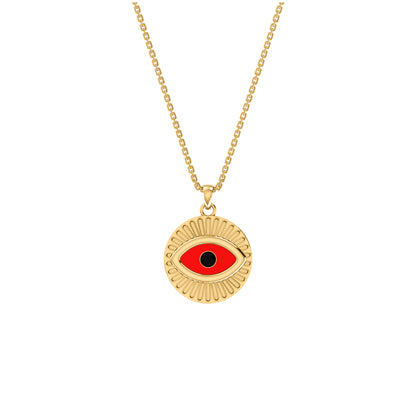 RKC 0,17 CT Emaille Evil Eye Anhänger 925 Silber 14K Gelbgold plattiert, Gewicht 5,80 GM, Höhe 20,00 MM