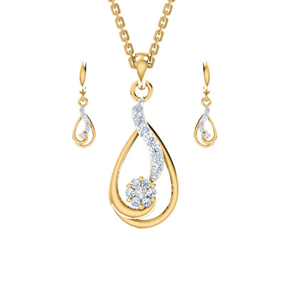 Ciondolo in moissanite da 0,40 ct in argento dorato RKC 925 con peso di 3,60 g e orecchino da 2,30 g con placcatura in oro giallo 14 carati