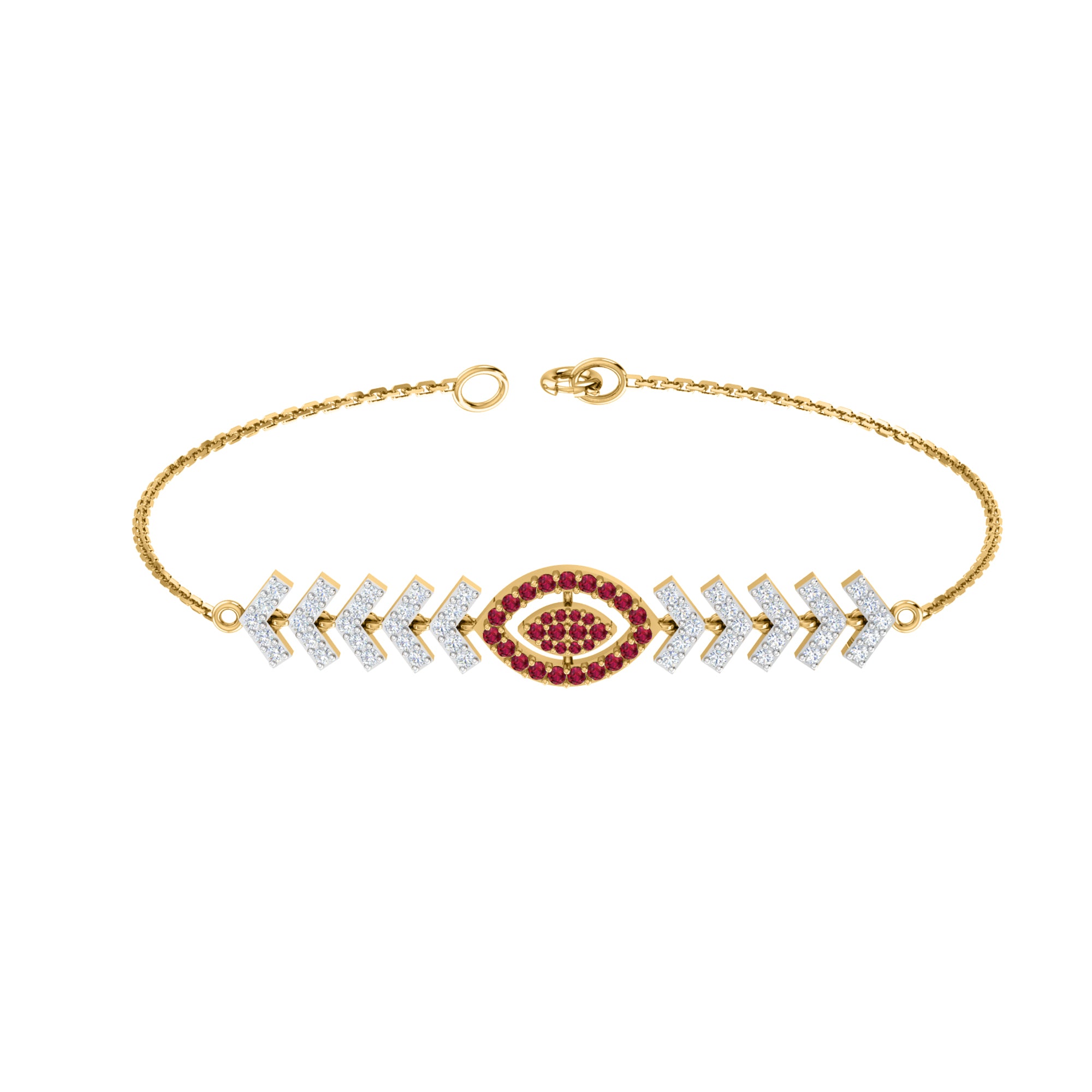 Pietra preziosa RKC in argento sterling 925 da 1,1 CT per bracciale da donna Placcato in oro giallo 14 carati Peso 6,00 GM