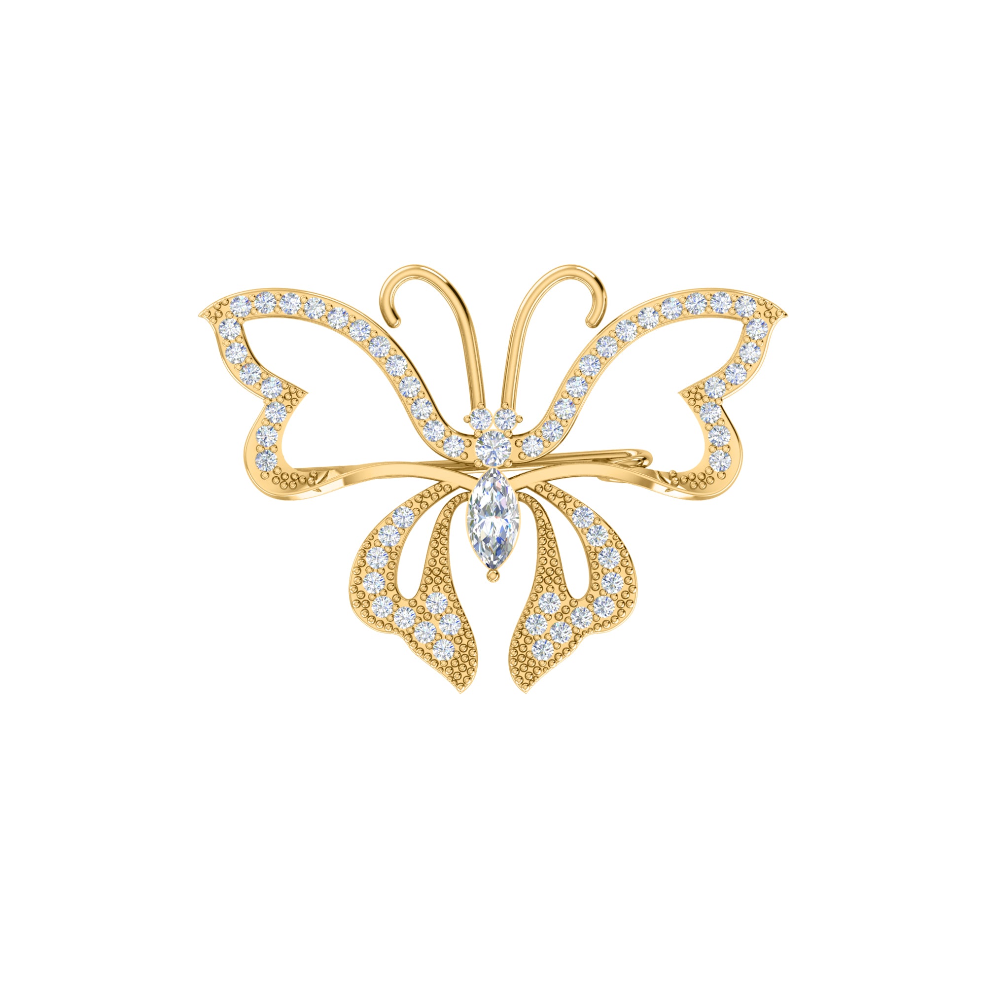 Spilla a farfalla in argento sterling 925 con moissanite da 0,96 ct, prodotto placcato in oro rosa 14 carati, peso 4,00 g