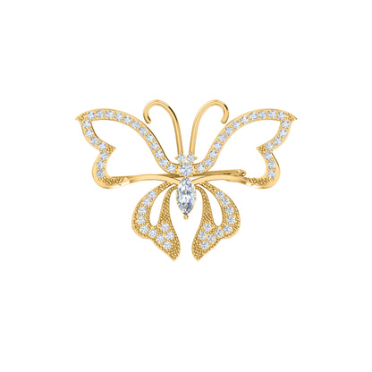 Spilla a farfalla in argento sterling 925 con moissanite da 0,96 ct, prodotto placcato in oro rosa 14 carati, peso 4,00 g