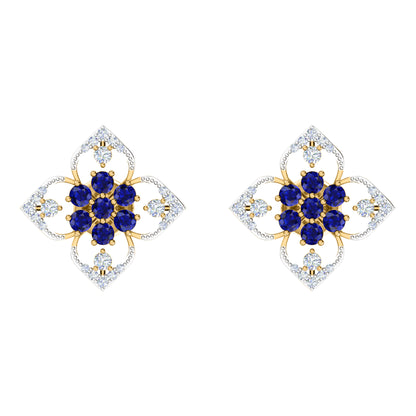 RKC 925 Sterling Silber Damen-Ohrring mit Blumenmuster für den täglichen Gebrauch, 14 Karat Gelb, Produktgewicht: 2,80 GM, Höhe: 14,70 mm